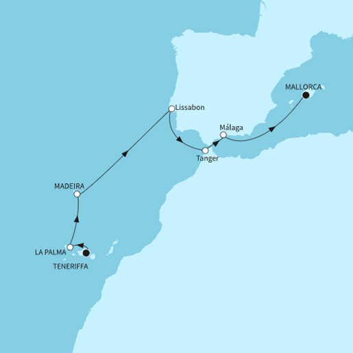 10 Nchte Atlantikinseln und Spaniens Sonnenkste ab Santa Cruz/bis Palma