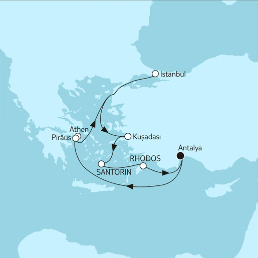 9 Nächte Östliches Mittelmeer mit Rhodos<br>NEU: Glückskabinen-Special